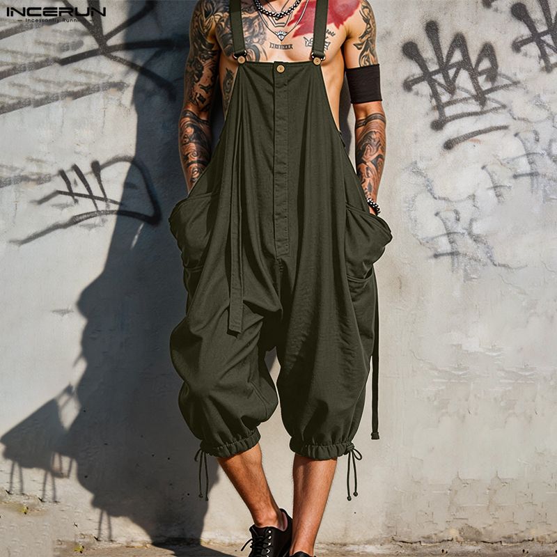 Fashion Harness Men - INCERUN Men's Jumpsuits Solid Suspender Straps