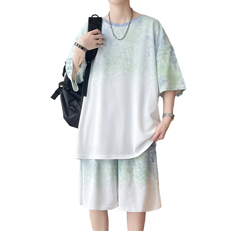 Men'S Fashion T Shirts - 【Top 5-Point Pants】Men's T-Shirt Set New