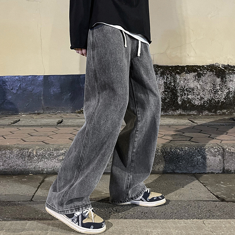 Korean Fashion Men's Baggy Jea - Men'S Fashion Grey Jeans 리뷰 및 가격