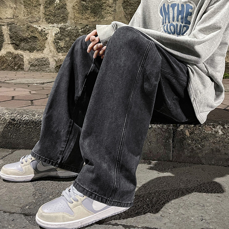 Korean Fashion Men's Baggy Jea - Men'S Fashion Grey Jeans 리뷰 및 가격