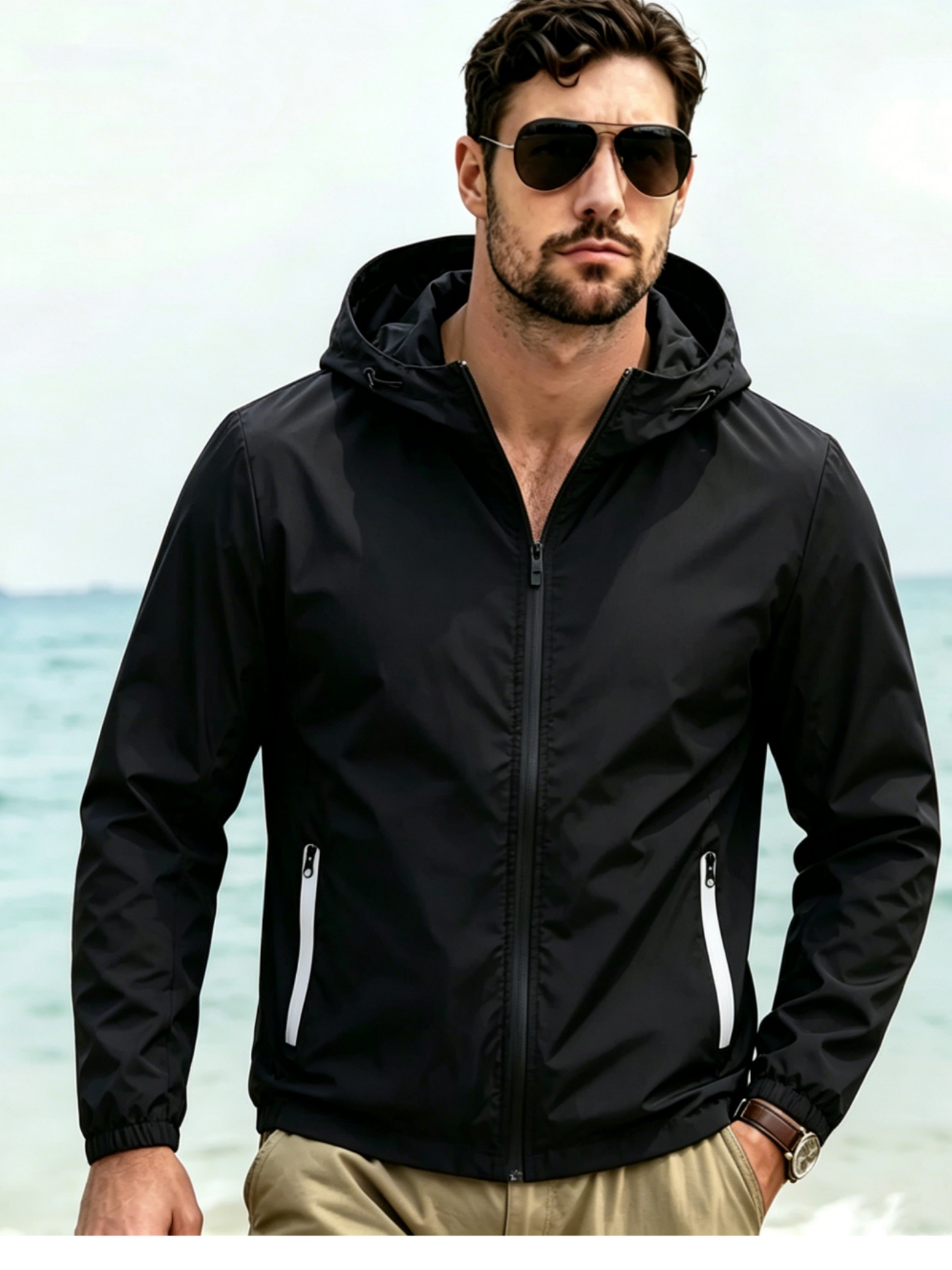 Men's Hooded Windbreaker Jacke - Windbreaker Men Zip 리뷰 및 가격