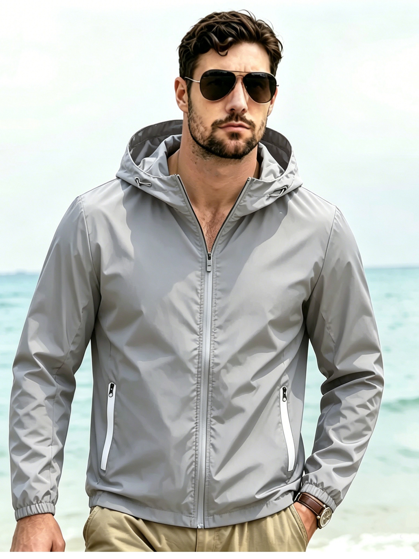 Men's Hooded Windbreaker Jacke - Windbreaker Men Zip 리뷰 및 가격