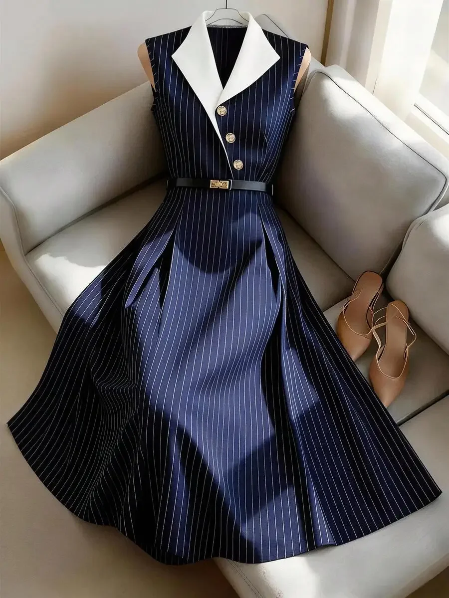 Blue Striped Sleeveless A-Line - Men'S Spring Fashion 리뷰 및 가격