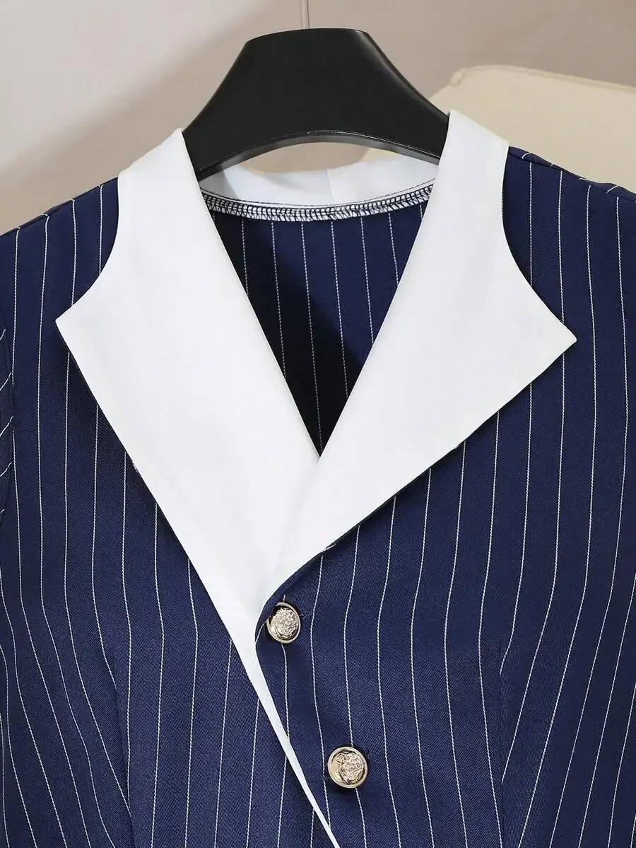 Blue Striped Sleeveless A-Line - Men'S Spring Fashion 리뷰 및 가격