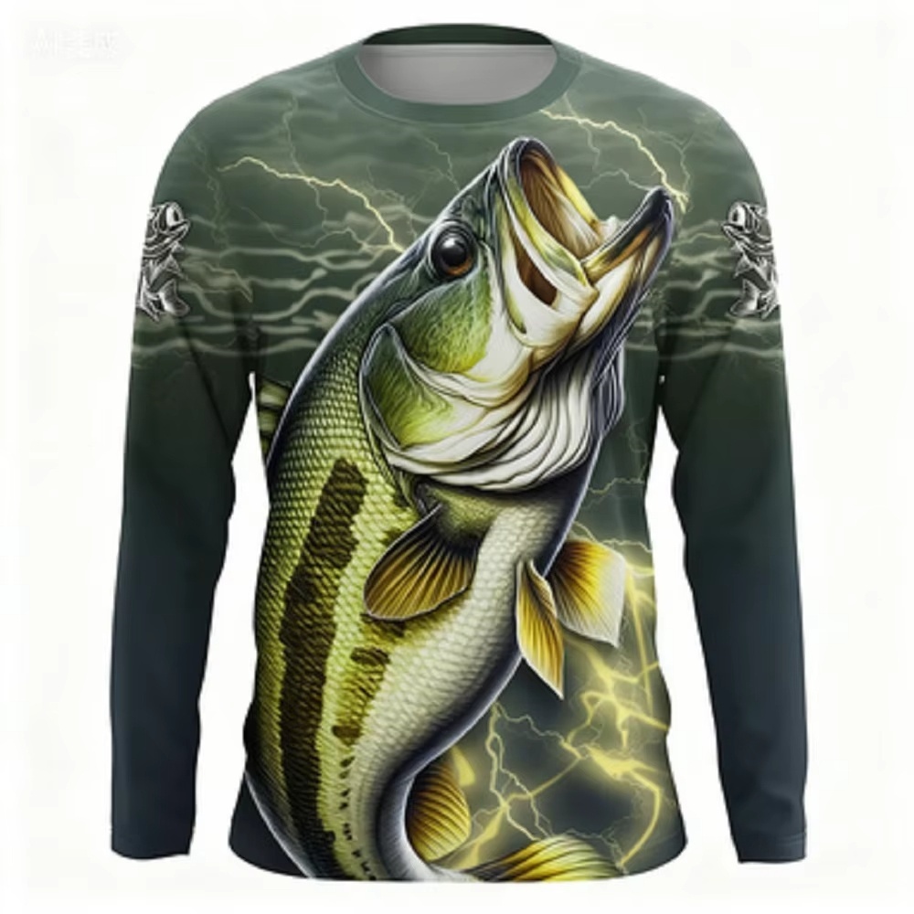 Fashionable Bass Pattern Crew  - Men'S Fashion Outfits 리뷰 및 가격