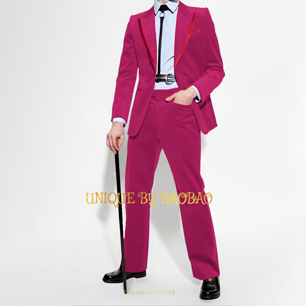 Men's Red Velvet 2 Piece Suit  - Men'S Fashion Xmas Party 리뷰 및 가격