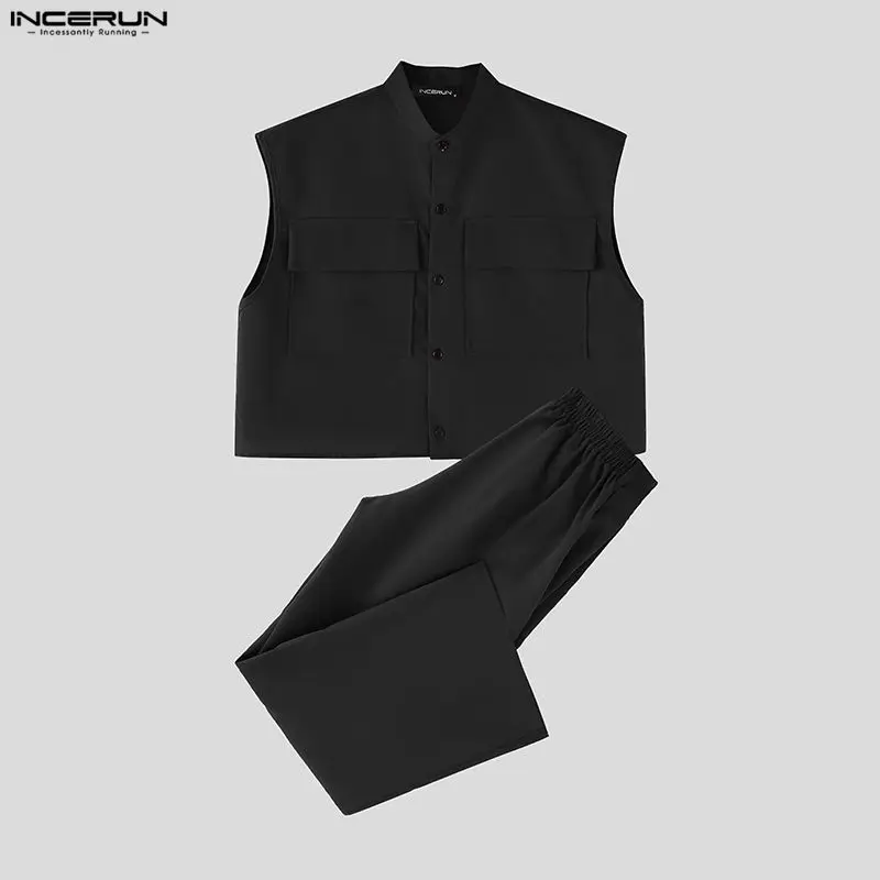 INCERUN Men Sets Solid Sleevel - Men'S Spring Fashion 리뷰 및 가격