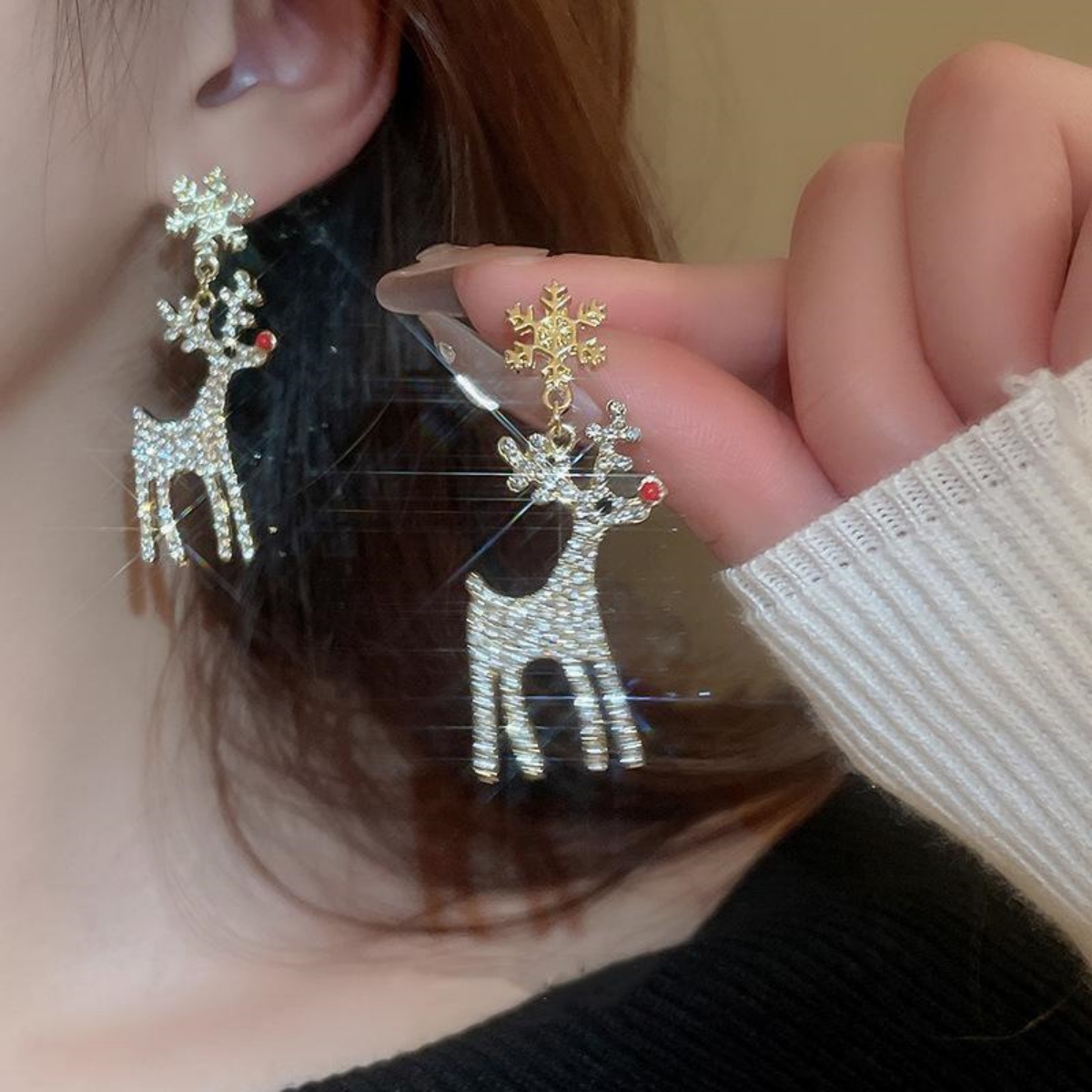 Xmas Holiday Deer Drop Earring - Men'S Fashion Xmas Party 리뷰 및 가격