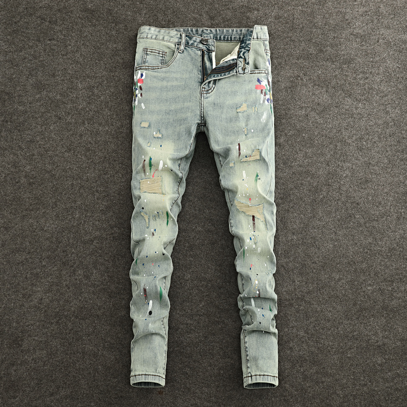 Y2K Fashion NewY2K Jeans Scrat - Men'S Fashion Grey Jeans 리뷰 및 가격