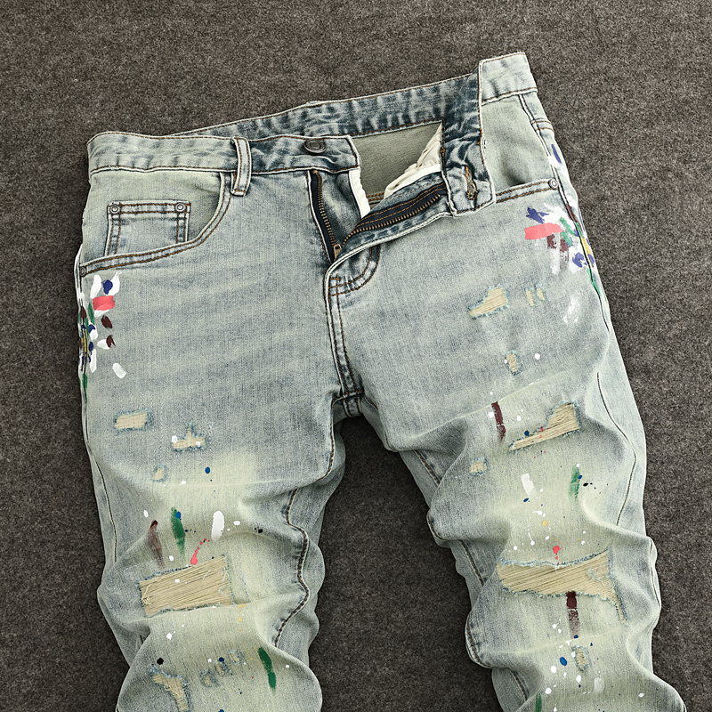 Y2K Fashion NewY2K Jeans Scrat - Men'S Fashion Grey Jeans 리뷰 및 가격