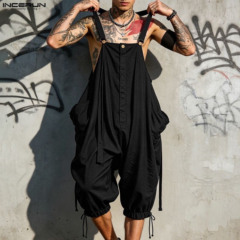 INCERUN Men's Jumpsuits Solid  - Fashion Harness Men 리뷰 및 가격