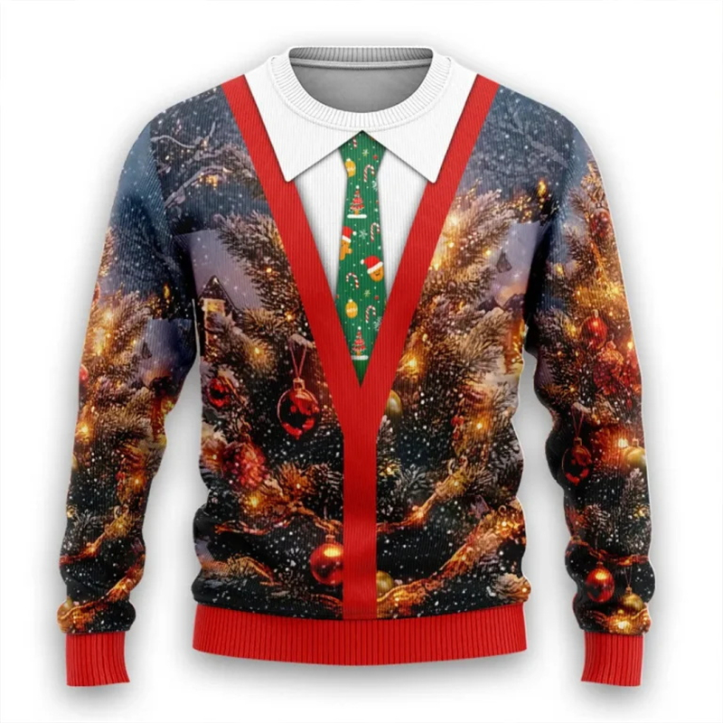 3d Print Fake Tie Suit Sweatsh - Men'S Fashion Xmas Party 리뷰 및 가격