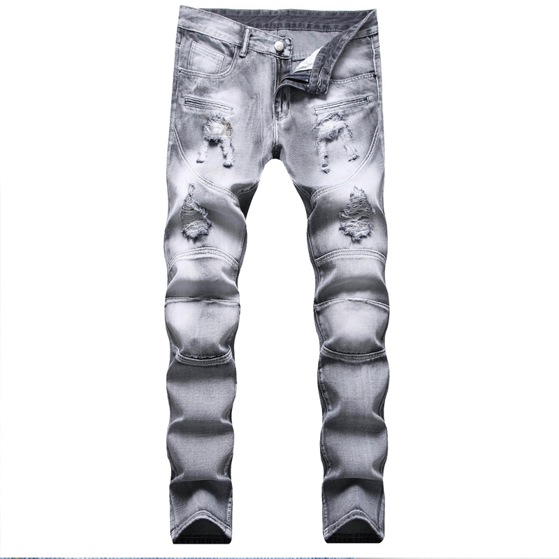 Grey Slim Fit Distressed Denim - Men'S Fashion Grey Jeans 리뷰 및 가격