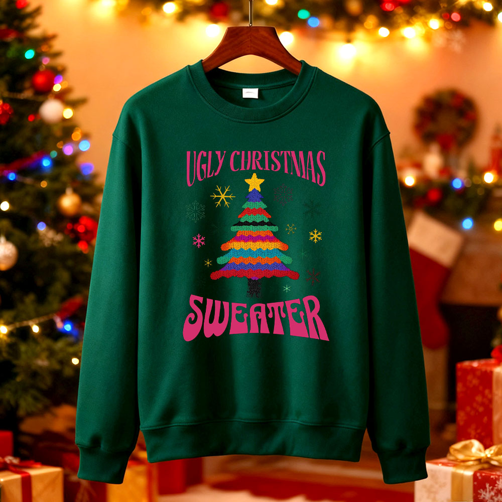Ugly Christmas Sweater Tree Sw - Men'S Fashion Xmas Party 리뷰 및 가격