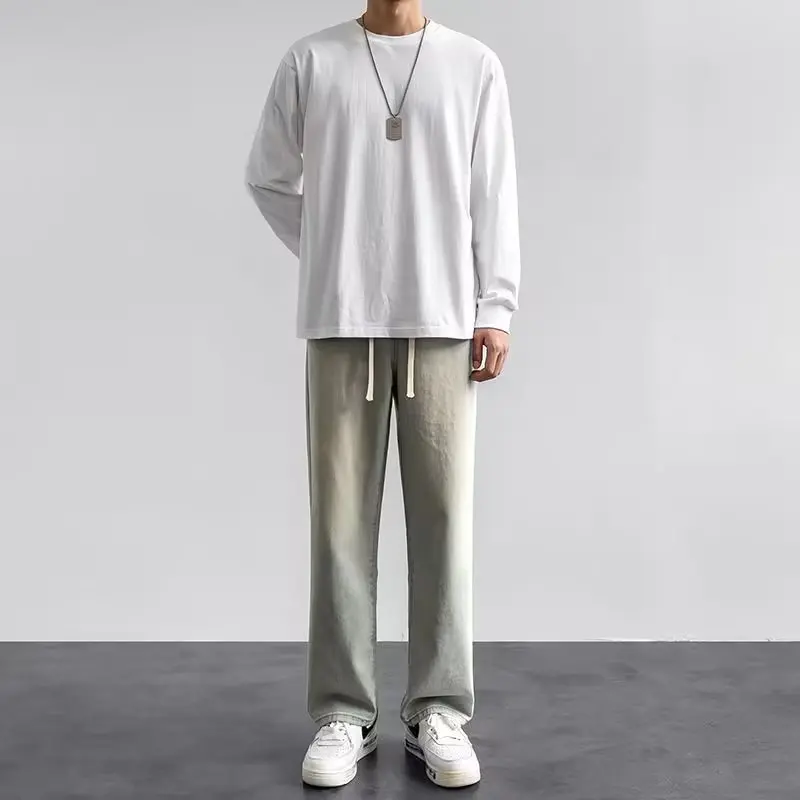 Korean Style Streetwear New Fa - Men'S Fashion Grey Jeans 리뷰 및 가격