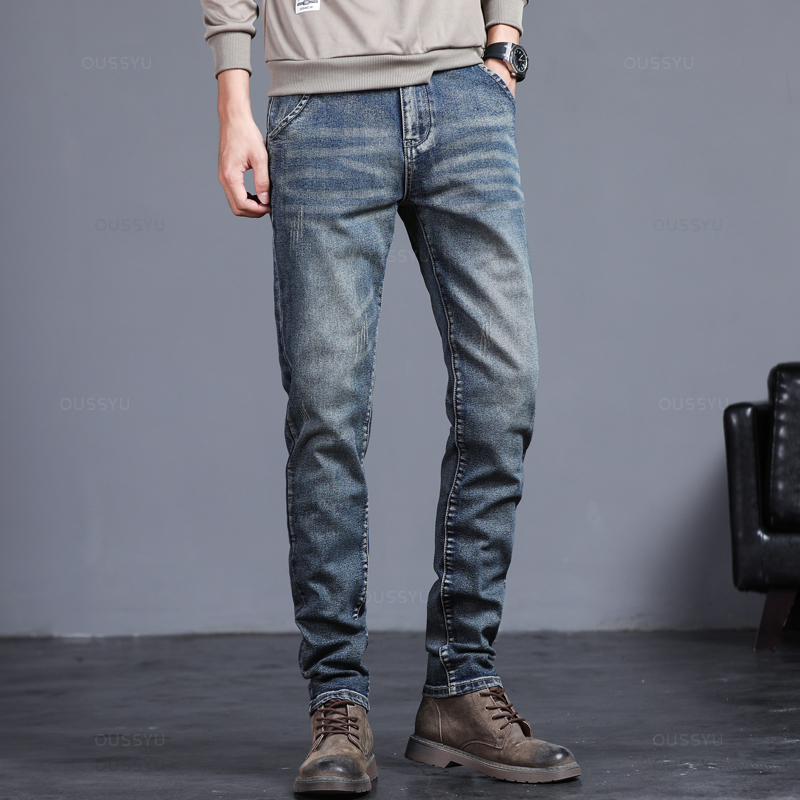 Autumn Winter Cotton Men's Cla - Men'S Fashion Grey Jeans 리뷰 및 가격