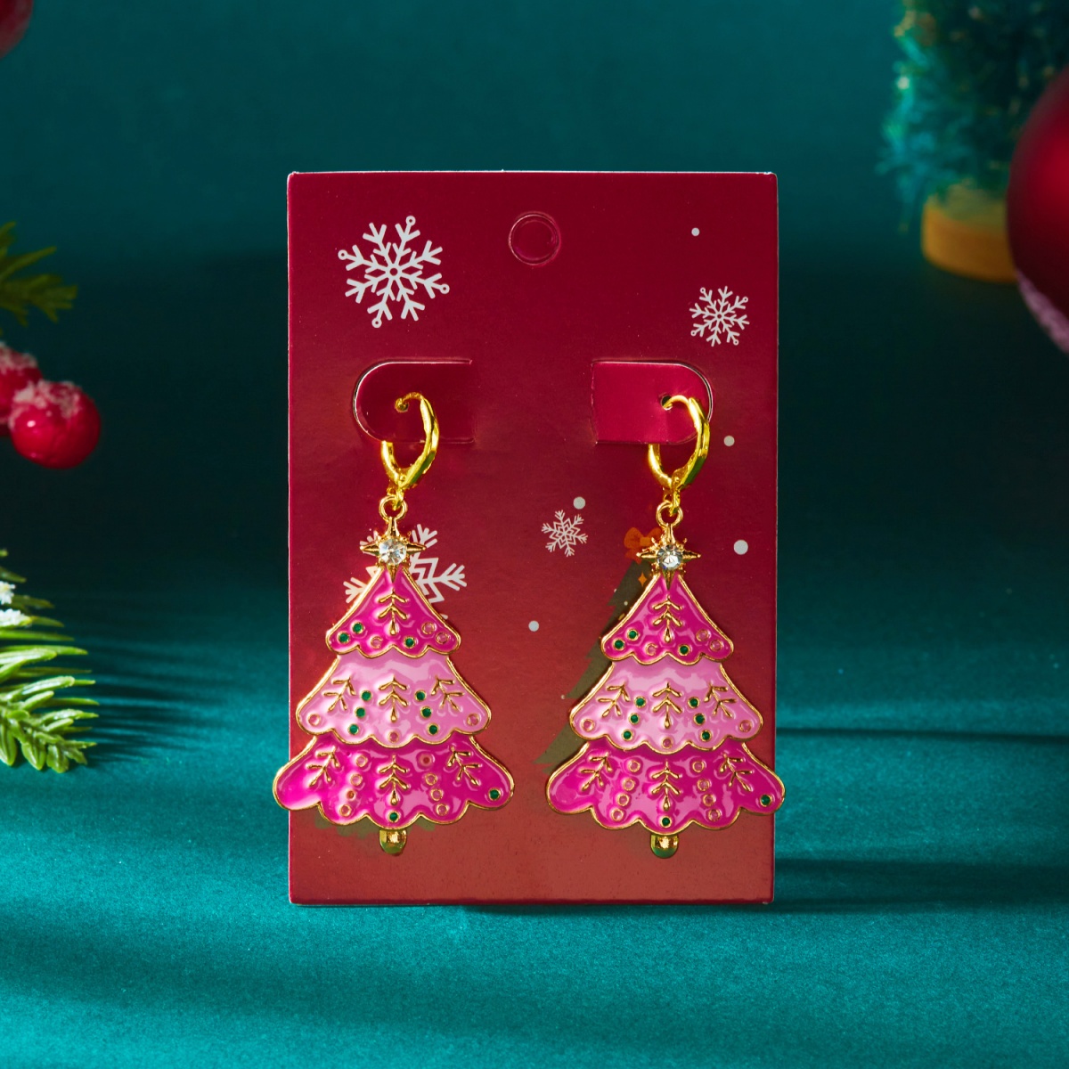 Christmas Earrings Pink Enamel - Men'S Fashion Xmas Party 리뷰 및 가격
