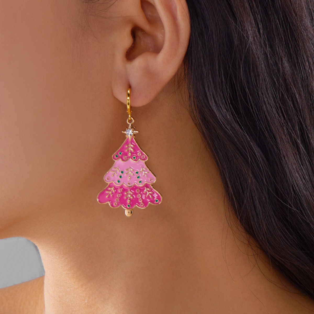Christmas Earrings Pink Enamel - Men'S Fashion Xmas Party 리뷰 및 가격