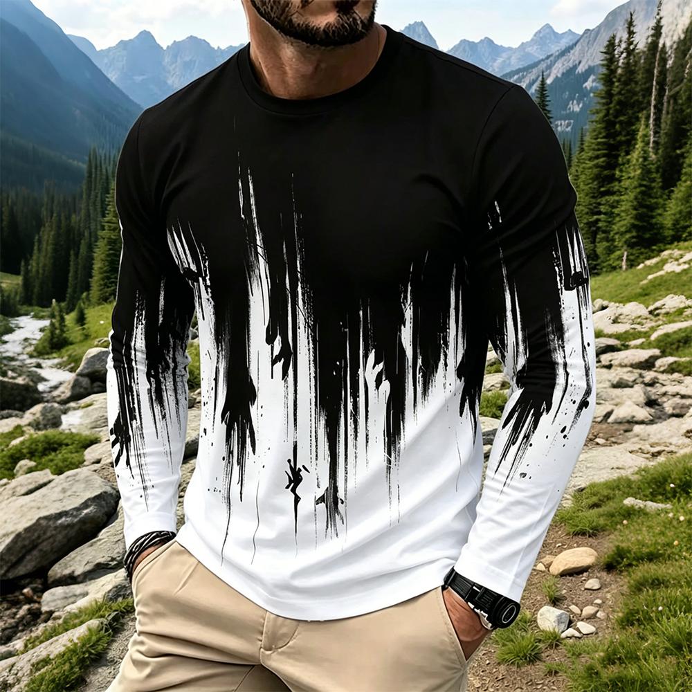 Men's Gradient Ink Splash Long - Men'S Fashion T Shirts 리뷰 및 가격
