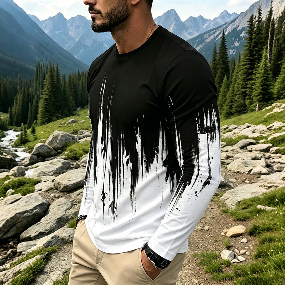 Men's Gradient Ink Splash Long - Men'S Fashion T Shirts 리뷰 및 가격