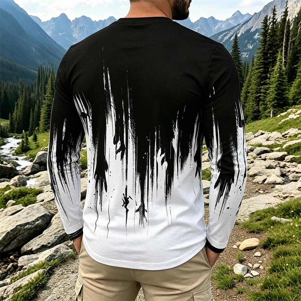 Men's Gradient Ink Splash Long - Men'S Fashion T Shirts 리뷰 및 가격
